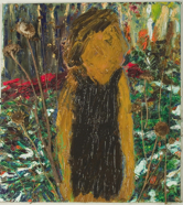 St. Francis in the Garden; 2005; oil & collage; 
