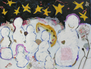The Snow Family; 2008; oil & collage; 36